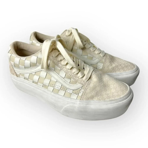 Vans Old Skool Platform Woven Leather Blanc De Blanc 8 - Picture 3 of 8